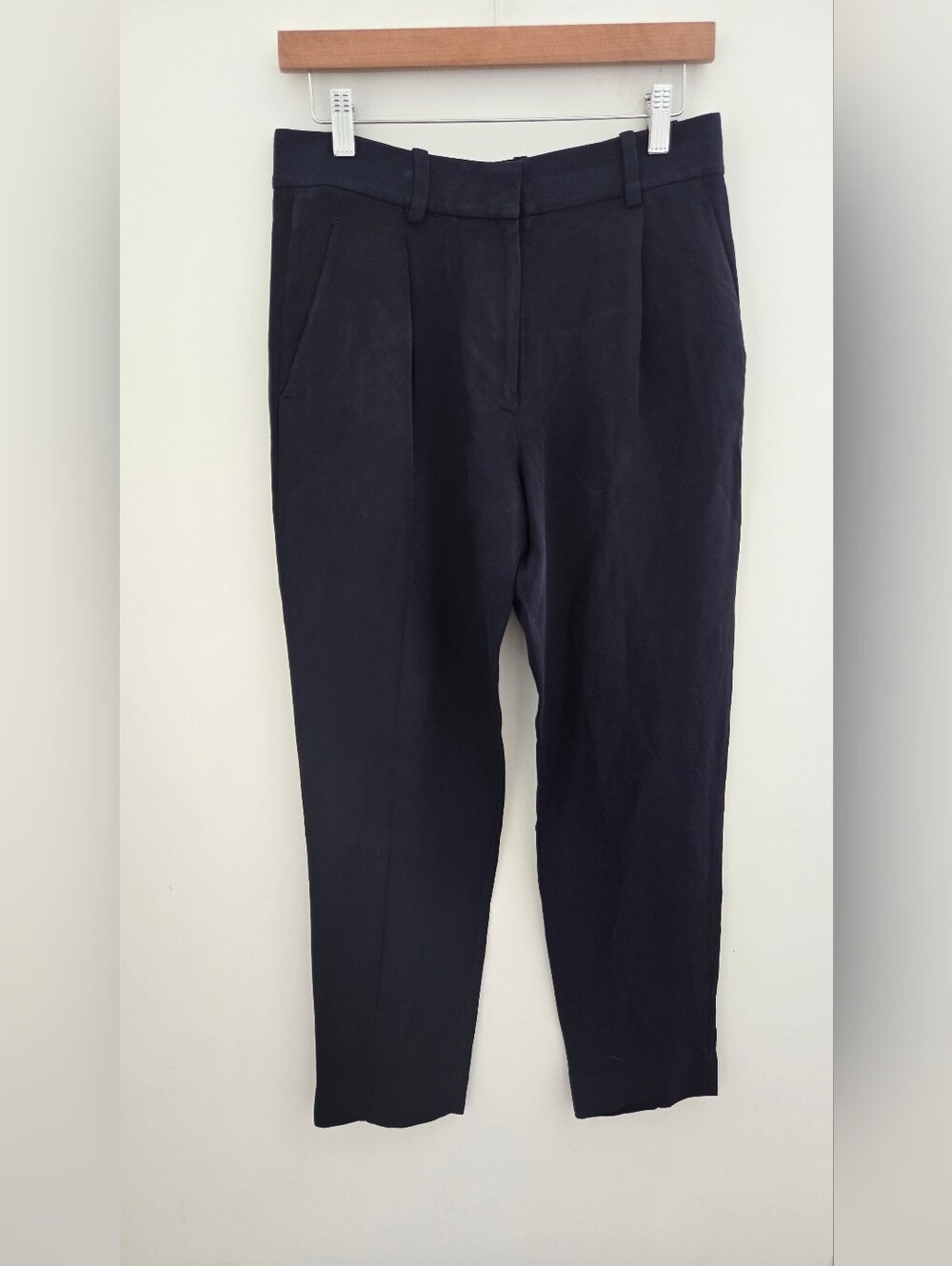 3.1 Phillip Lim Navy Silk Pleated Tapered Pants Size 2
